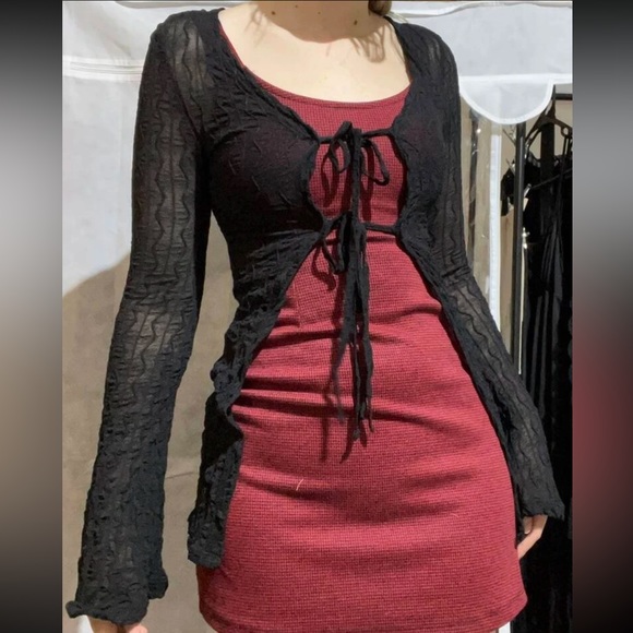 Dolls Kill Tops - Tie front sheer top